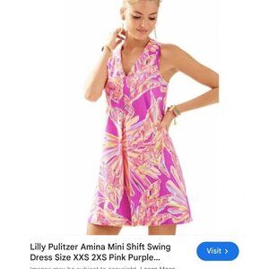 Lilly Pulitzer Amina mini swing dress, pink floral, Size S
